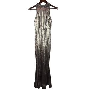 Women’s Lulus XS Sliver Sequined Sleeveless Evening Gown